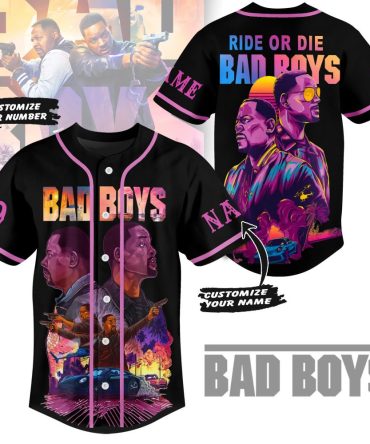 Customizable 'Bad Boys' Baseball Jersey – Personalized Name & Number, Vibrant Movie Art Design