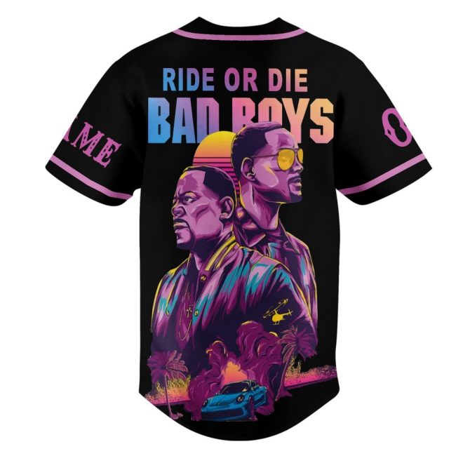 Customizable 'Bad Boys' Baseball Jersey – Personalized Name & Number, Vibrant Movie Art Design - Image 3