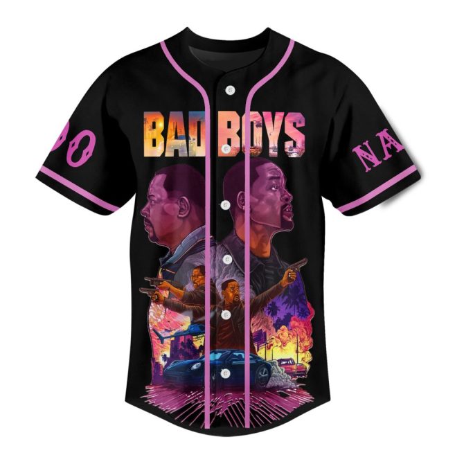 Customizable 'Bad Boys' Baseball Jersey – Personalized Name & Number, Vibrant Movie Art Design - Image 2