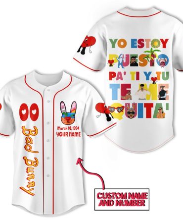 Custom Bad Bunny Baseball Jersey - Personalized Name & Number, Vibrant Design
