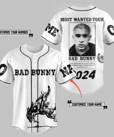 Custom Bad Bunny Tour Jersey 2024 – Personalized Name & Number Baseball Shirt