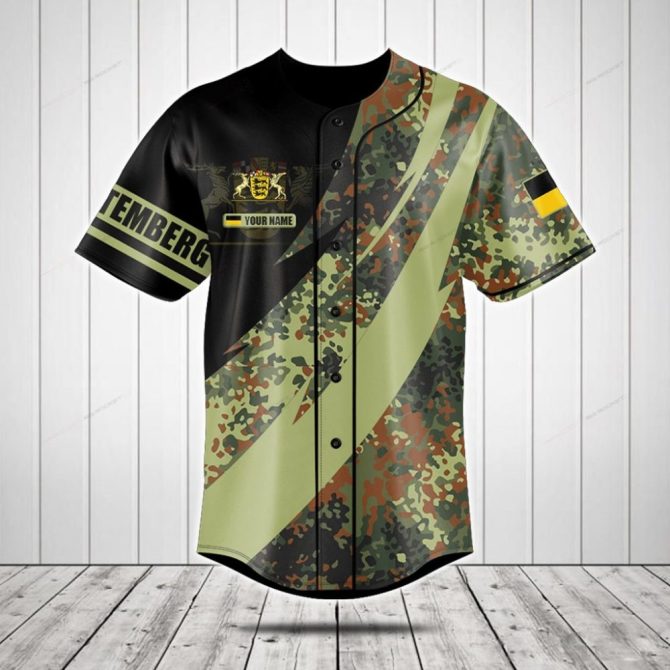 Custom Camo Baseball Jersey – Personalized Name & Bold Design For Sports Enthusiasts
