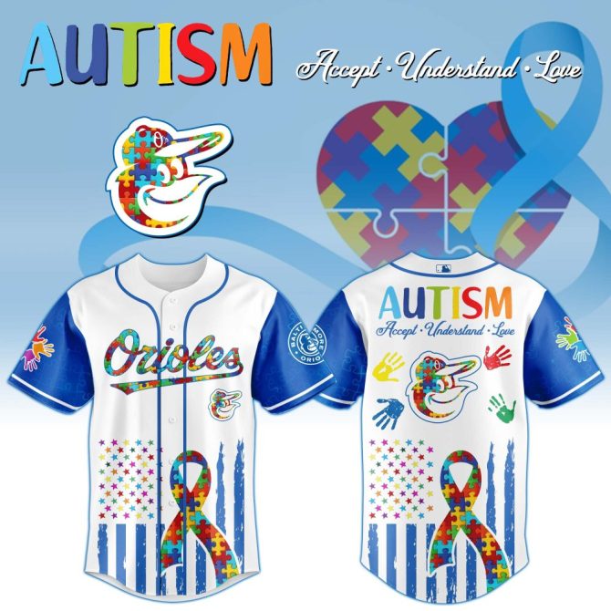 Autism Awareness Orioles Jersey - Celebrate, Support & Spread Love , Limited Edition