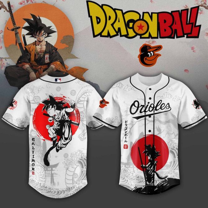 Limited Edition Dragon Ball X Orioles Baseball Jersey - Anime Fan Must-Have!