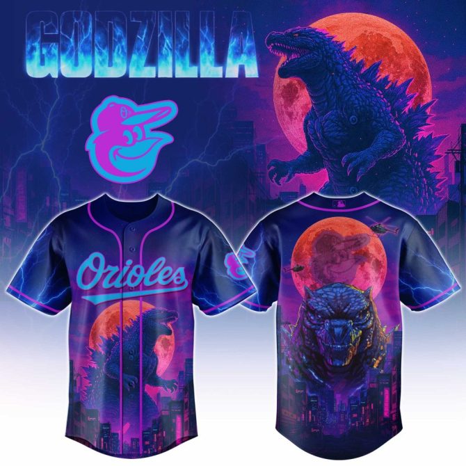 Godzilla Orioles Jersey - Bold Neon Design For Fans , Limited Edition