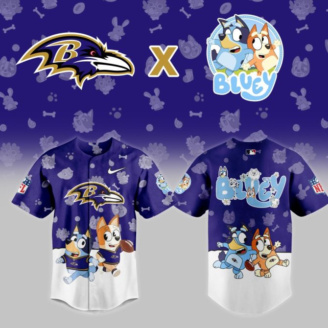Limited Edition Bluey X Ravens Jersey - Kids' Nfl Fan Gear, Unique Cartoon Design