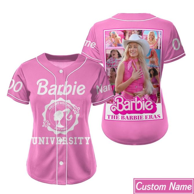 Custom Barbie Baseball Jersey – Pink 'The Barbie Eras' Design With Personal Name Option