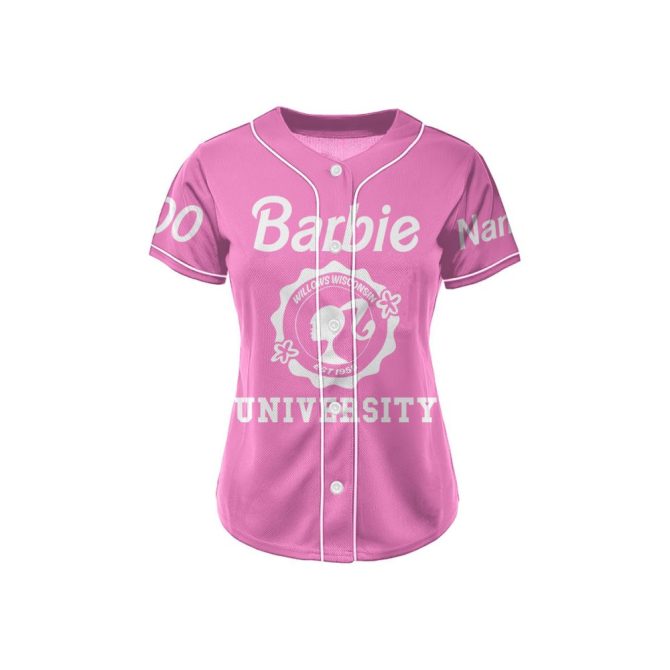 Custom Barbie Baseball Jersey – Pink 'The Barbie Eras' Design With Personal Name Option - Image 2