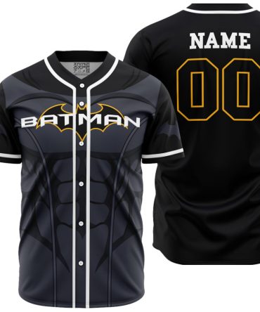 Customizable Batman-Themed Baseball Jersey – Add Your Name & Number!