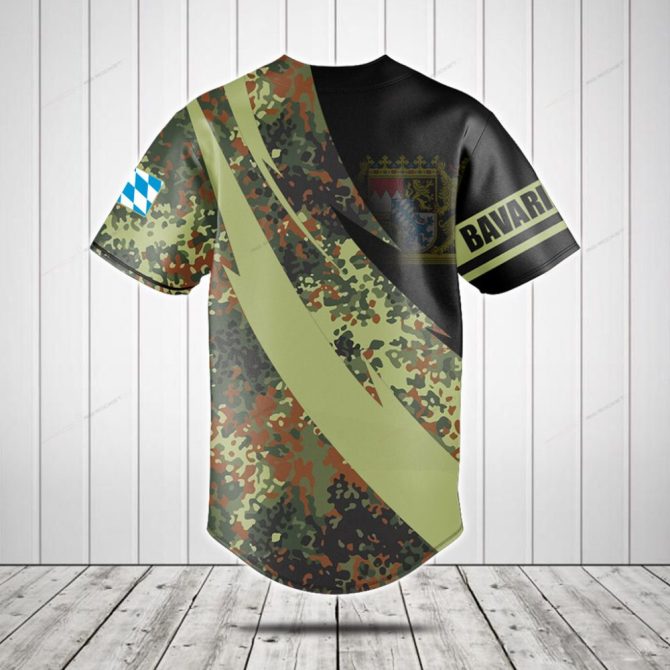 Custom Camo Baseball Jersey – Personalized Name & Bavarian Crest Design - Image 2