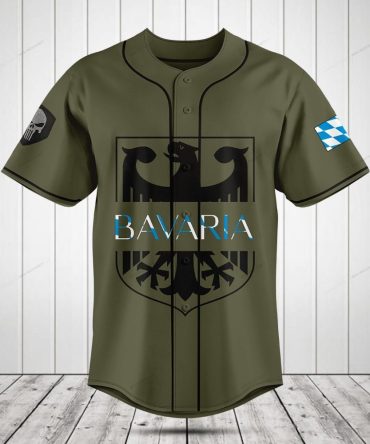 Men'S Bavaria Eagle Baseball Jersey - Stylish Olive Green Sports Shirt With Bavarian Crest