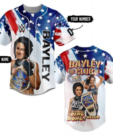 Customizable Bayley Wrestling Jersey - Stars & Stripes Design, Perfect Gift For Fans