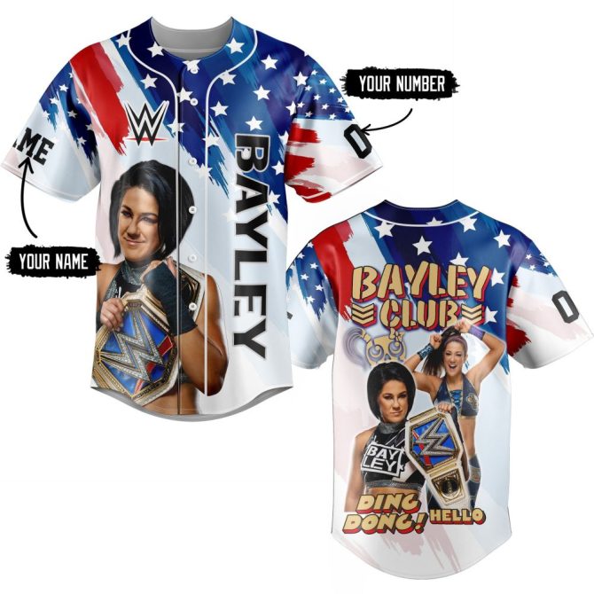 Customizable Bayley Wrestling Jersey - Stars & Stripes Design, Perfect Gift For Fans
