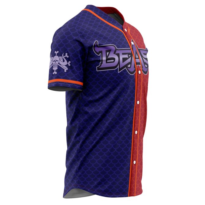 Beast Pirates Anime Jersey - Bold Red & Blue Design With Skull Motif For Fans - Image 2