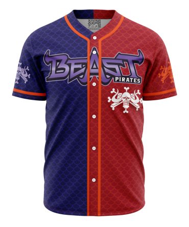 Beast Pirates Anime Jersey - Bold Red & Blue Design With Skull Motif For Fans