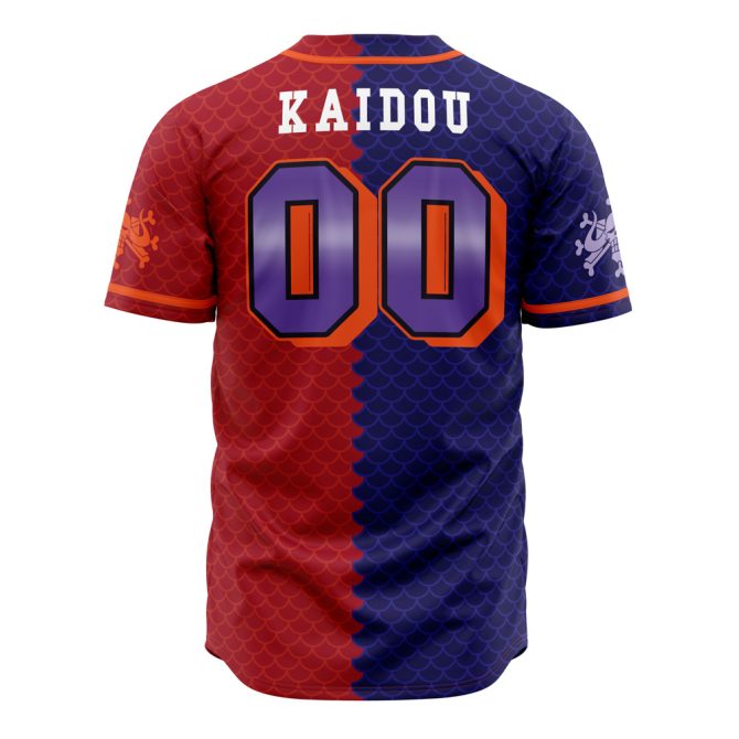 Beast Pirates Anime Jersey - Bold Red & Blue Design With Skull Motif For Fans - Image 3