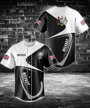Custom Belfast Baseball Jersey - Personalized Name & Flag Design, Stylish Sportswear
