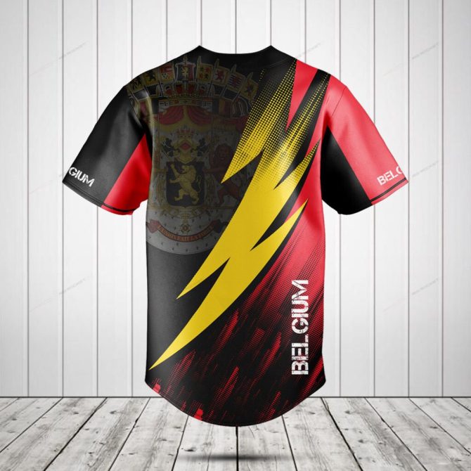 Belgium Flag-Inspired Baseball Jersey - Vibrant Red, Yellow & Black Design - Limited Edition - Image 2