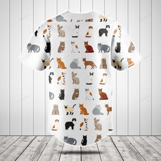 Best Cat Dad Ever Baseball Jersey – Cute Cat Print Shirt For Cat Lovers - Image 2
