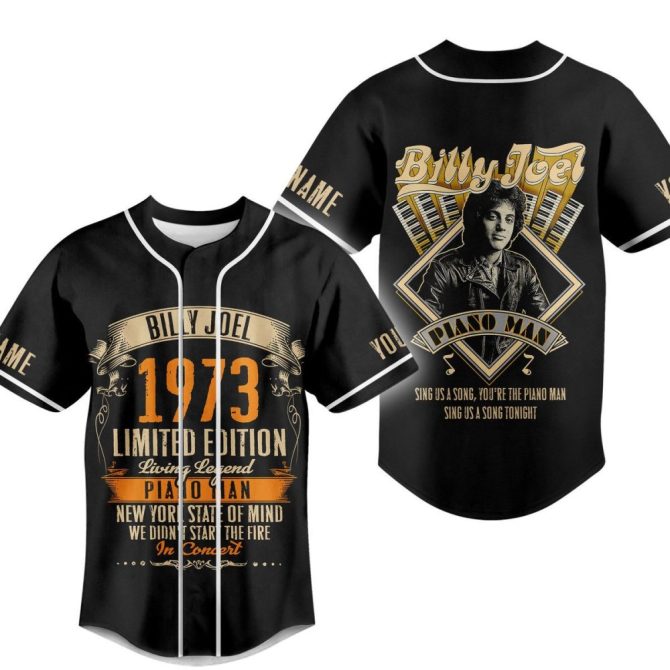 Limited Edition 1973 Billy Joel Baseball Jersey - Piano Man Tribute, Customizable For Fans