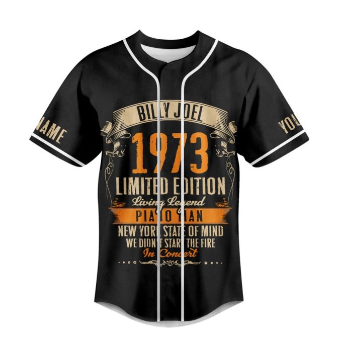 Limited Edition 1973 Billy Joel Baseball Jersey - Piano Man Tribute, Customizable For Fans - Image 2