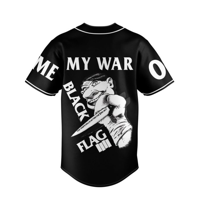 Customizable Black Flag Baseball Jersey - Add Your Name & Number - Unique Punk Style - Image 3