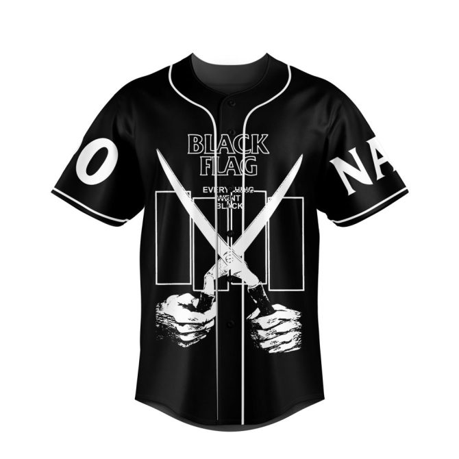 Customizable Black Flag Baseball Jersey - Add Your Name & Number - Unique Punk Style - Image 2