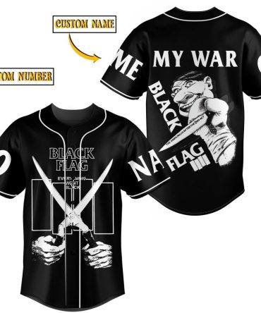 Customizable Black Flag Baseball Jersey - Add Your Name & Number - Unique Punk Style