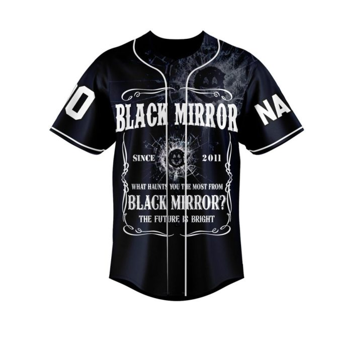 Customizable Black Mirror Baseball Jersey – Personalize Name & Number, Unique Gift! - Image 2