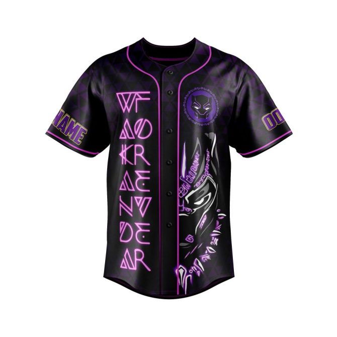 Custom Black Panther Baseball Jersey – Personalize With Your Name & Number – Wakanda Forever! - Image 2