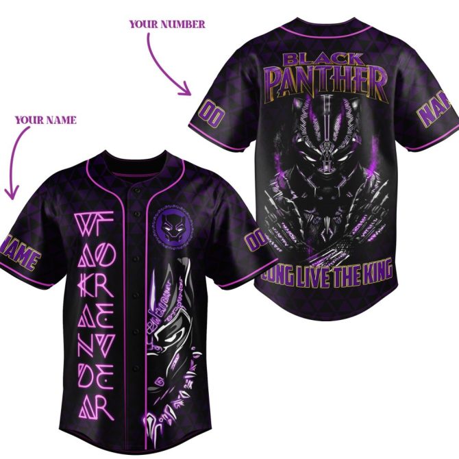 Custom Black Panther Baseball Jersey – Personalize With Your Name & Number – Wakanda Forever!