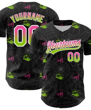 Custom Halloween Baseball Jersey - Spooky Skull & Web Design - Personalize Name & Team