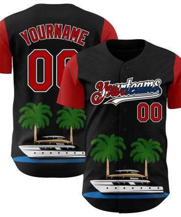 Customizable Baseball Jersey With Yacht & Palm Design - Perfect Gift Idea!