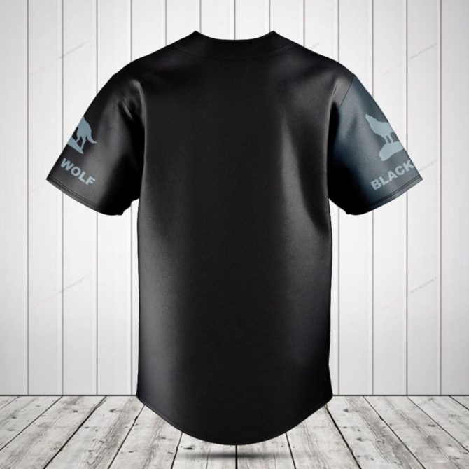 Black Wolf Baseball Jersey – Custom Name, Stylish Animal Print Apparel For Men & Women - Image 2