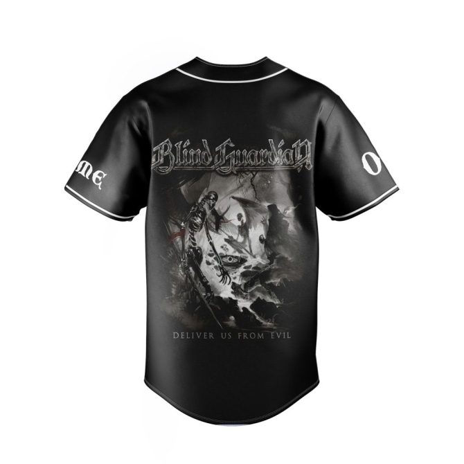 Epic Blind Guardian Baseball Jersey - Dragon & Skeleton Design - Perfect For Metal Fans - Image 3