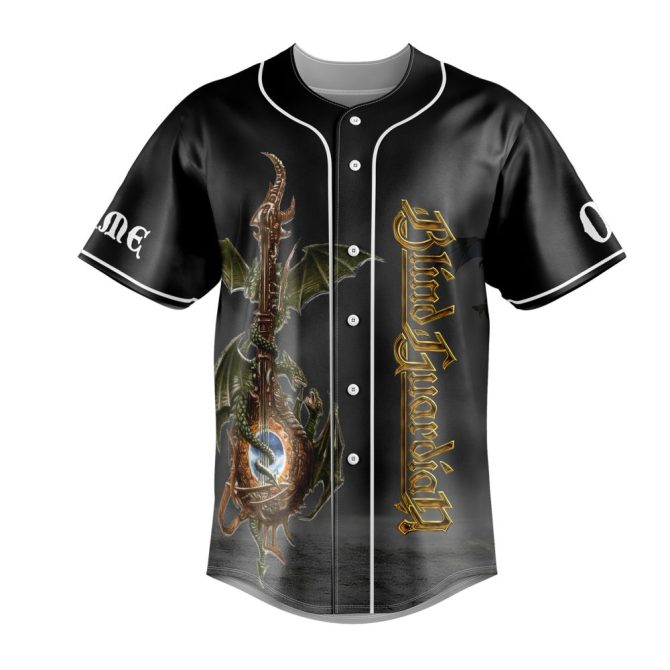 Epic Blind Guardian Baseball Jersey - Dragon & Skeleton Design - Perfect For Metal Fans - Image 4