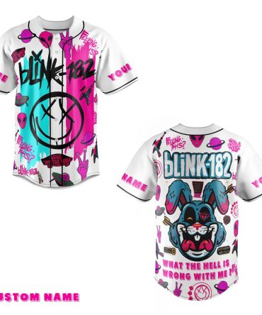 Customizable Blink 182 Baseball Jersey - Vibrant Design For Fans - Personalize With Your Name!