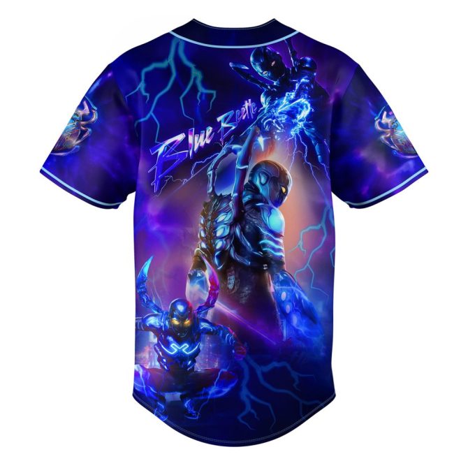Custom Blue Beetle Baseball Jersey - Personalized Name & Number - Vibrant Hero Design - Image 3
