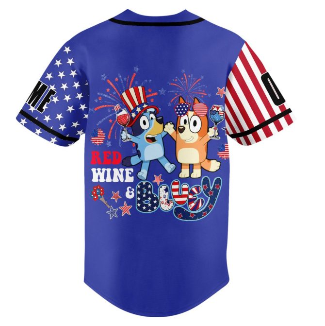 Custom Bluey Usa Patriotic Jersey - Personalize Name & Number, Fun & Festive Design - Image 3