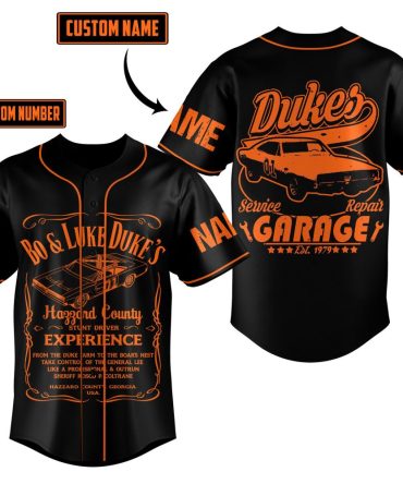 Customizable Dukes Garage Baseball Jersey - Personalized Name & Number, Perfect For Fans!