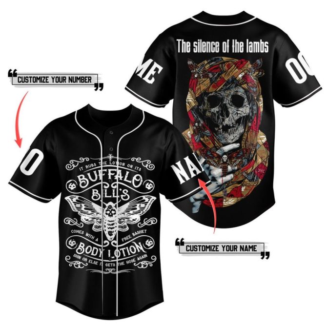 Customizable Silence Of The Lambs Baseball Jersey - Unique Skull & Moth Design