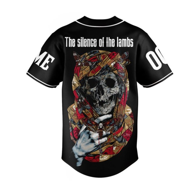 Customizable Silence Of The Lambs Baseball Jersey - Unique Skull & Moth Design - Image 3