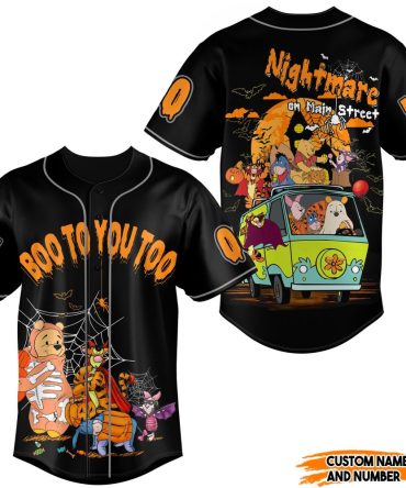 Custom Halloween Baseball Jersey - Boo To You Too! Spooky Cartoon Design, Personalize Name & Number