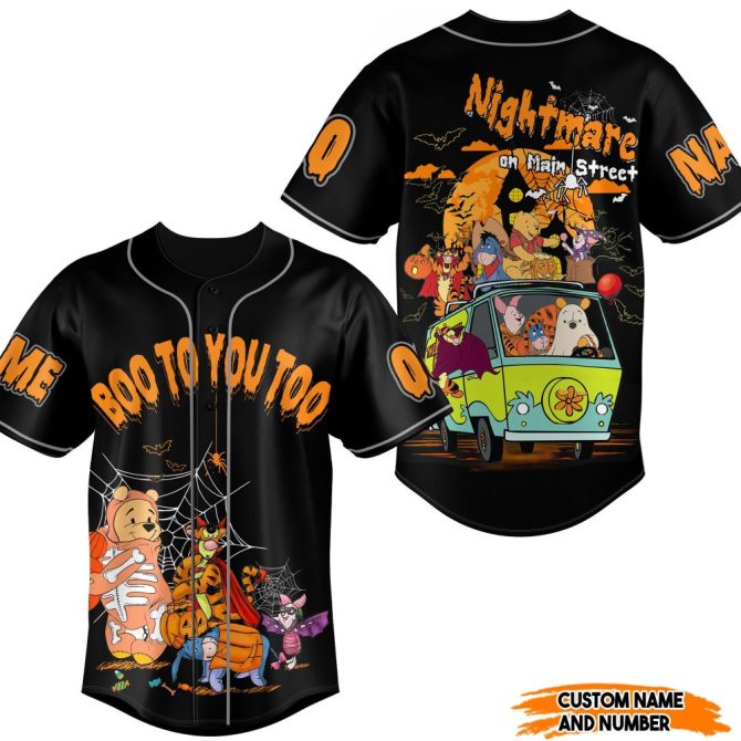 Custom Halloween Baseball Jersey - Boo To You Too! Spooky Cartoon Design, Personalize Name & Number