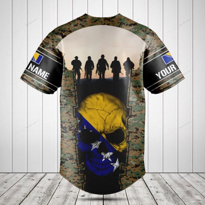 Custom Military Camo Baseball Jersey With Skull Design – Personalized Name Option - Image 2