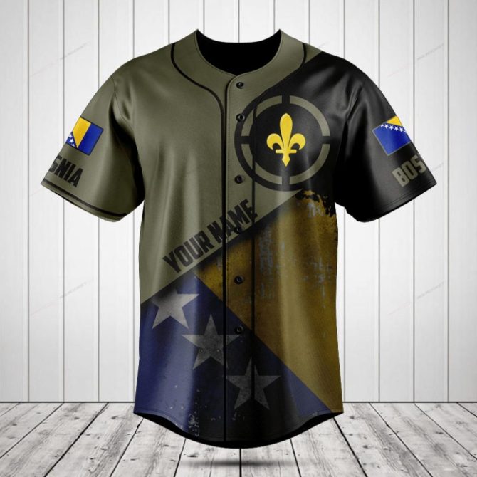 Custom Bosnia Flag Baseball Jersey – Personalized Design, Perfect Gift For Fans!