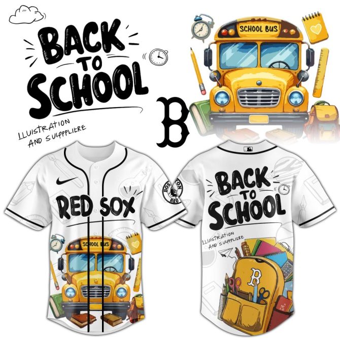 Back To School Baseball Jersey - Fun School Bus Design For Kids & Fans