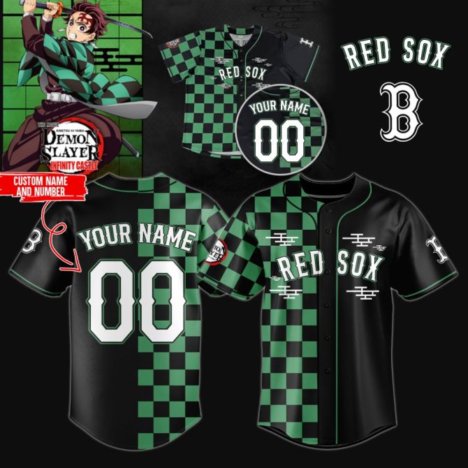 Custom Demon Slayer Red Sox Jersey - Add Your Name & Number - Anime Fans Must-Have!