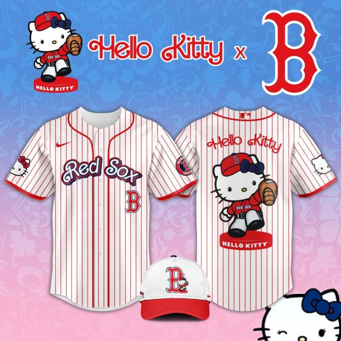 Hello Kitty X Red Sox Jersey & Cap Set - Cute Mlb Fan Gear For Kids & Adults