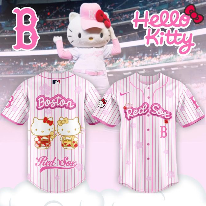 Hello Kitty X Red Sox Pink Striped Jersey - Limited Edition Fan Apparel